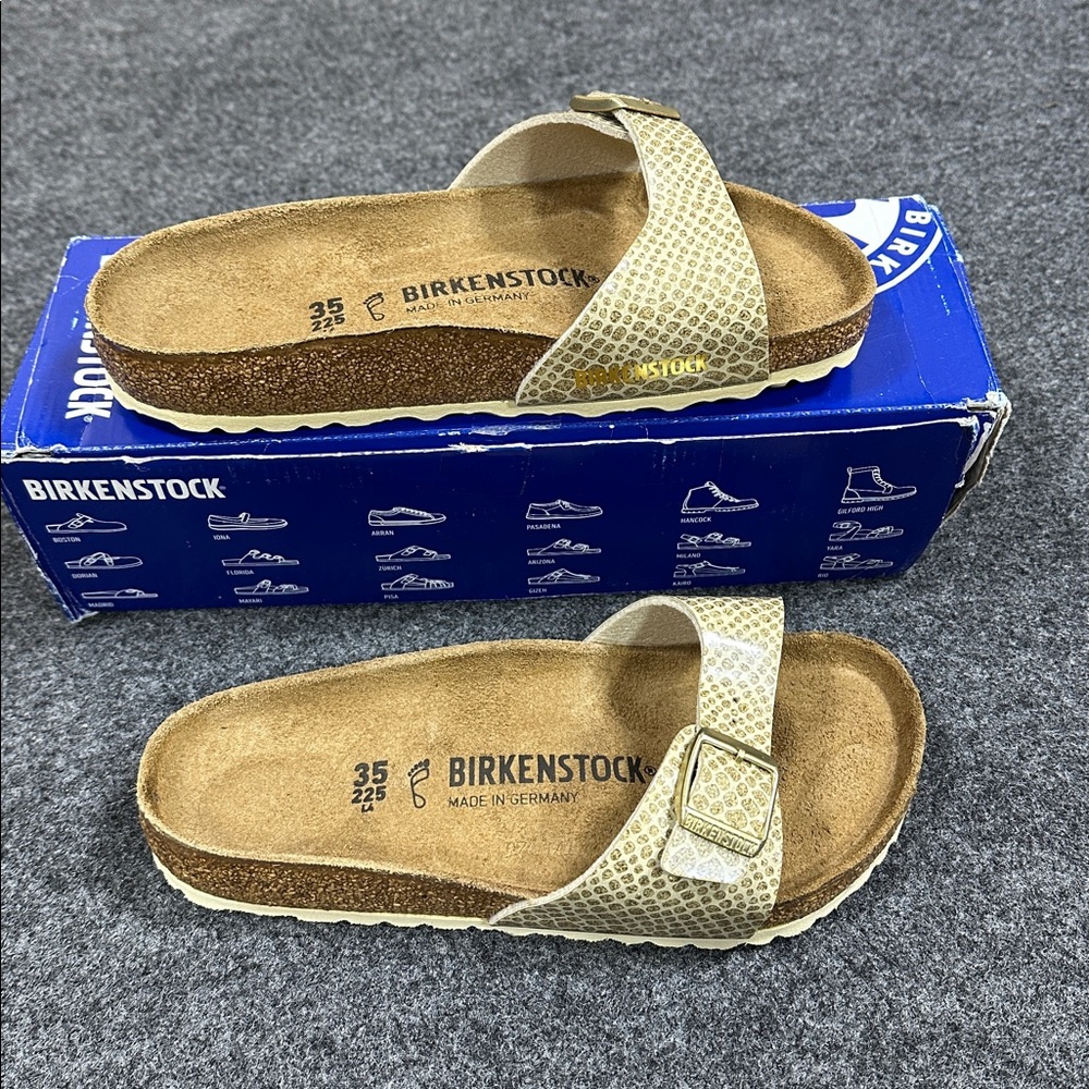 Birkenstock Madrid Sandals Magic Snake Gold Women’s EU 35 US 4 Normal Width NEW